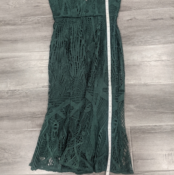 Aijek Green Love Is Embroidered Fit and Flare Lace Dress - Picture 11 of 15